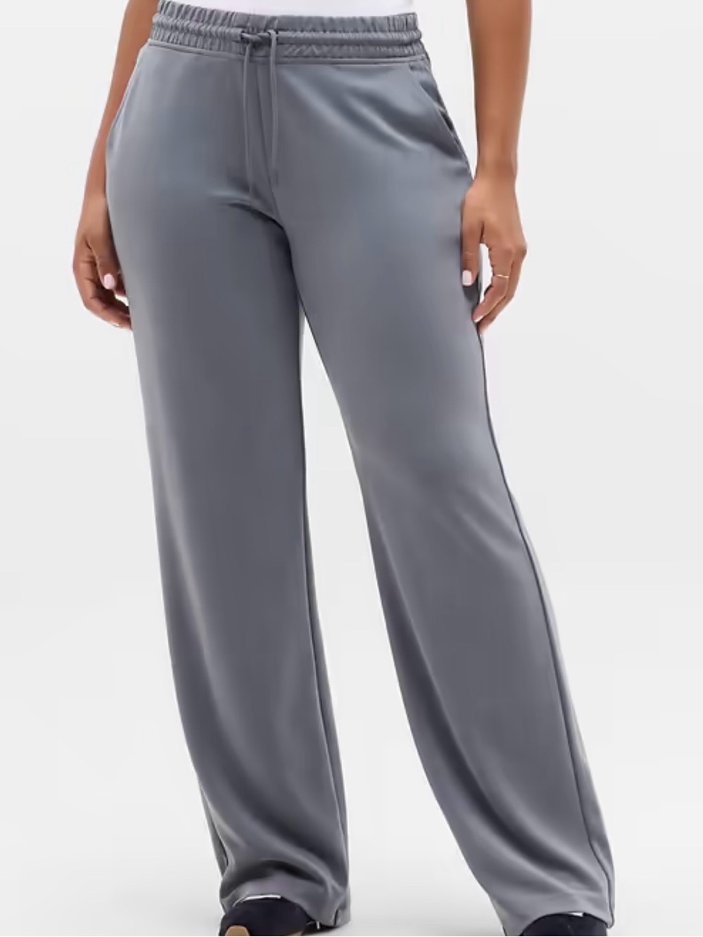 Athleta Seasoft Mid Rise Straight Leg Pants Slate Gray Soft Lounge Travel XS